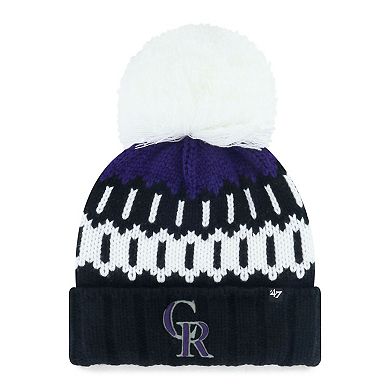 Women's '47 Black Colorado Rockies Felicity Cuffed Knit Hat with Pom