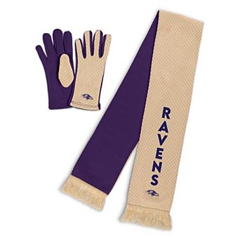 Women's WEAR by Erin Andrews Baltimore Ravens Tonal Microcheck Scarf & Glove Set