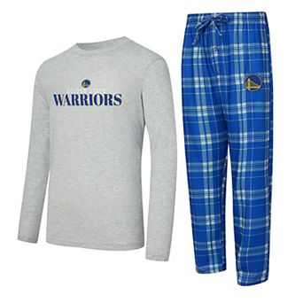 Men's Concepts Sport Royal/Heather Gray Golden State Warriors Regulate Long Sleeve T-Shirt & Plaid Pant Set