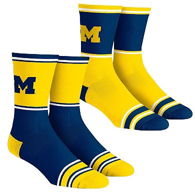 Unisex Rock Em Socks Michigan Wolverines 2-Pack Color Block Crew Socks Set