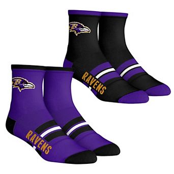 Unisex Rock Em Socks Baltimore Ravens 2-Pack Multi Stripe Quarter Socks Set