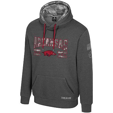 Men's Colosseum Heather Charcoal Arkansas Razorbacks Operation Hat Trick Squad Hoodie