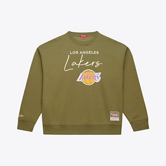 Women's Mitchell & Ness Olive Los Angeles Lakers Lightweight Script Sweatshirt