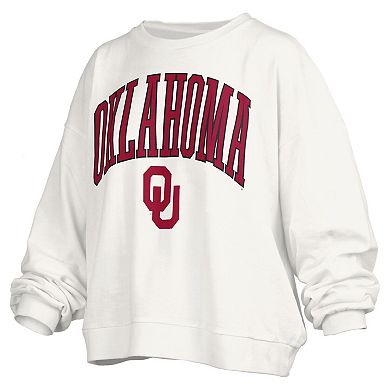 Women's Pressbox White Oklahoma Sooners Janise Fleece Sweatshirt