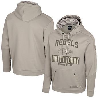 Men's Colosseum Oatmeal Ole Miss Rebels Big & Tall Operation Hat Trick Battalion Hoodie Sweatshirt