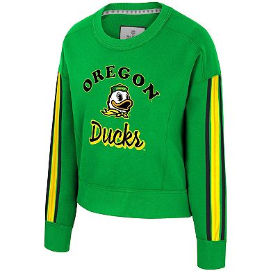 Women's Colosseum Green Oregon Ducks Honeymoon Sweatshirt