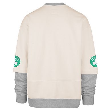Men's '47 Cream Boston Celtics Crossover Collection Trifecta Double Layered Fleece Sweatshirt