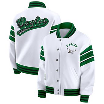 Women's WEAR by Erin Andrews White Philadelphia Eagles Plus Size Full-Snap Fleece Sweatshirt Jacket