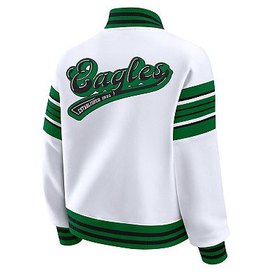 Women's WEAR by Erin Andrews White Philadelphia Eagles Plus Size Full-Snap Fleece Sweatshirt Jacket