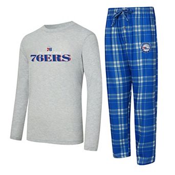 Men's Concepts Sport Royal/Heather Gray Philadelphia 76ers Regulate Long Sleeve T-Shirt & Plaid Pant Set