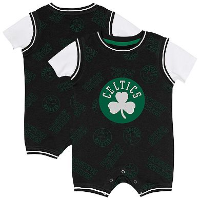 Infant Outerstuff Black Boston Celtics Logo Mania Romper