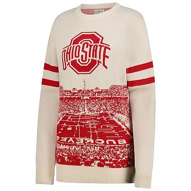 Unisex Uscape Apparel Cream Ohio State Buckeyes Renew Knit Stadium Sweater