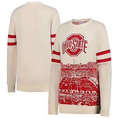 Unisex Uscape Apparel Cream Ohio State Buckeyes Renew Knit Stadium Sweater