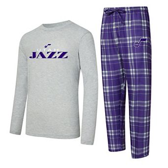 Men's Concepts Sport Purple/Heather Gray Utah Jazz Regulate Long Sleeve T-Shirt & Plaid Pant Set