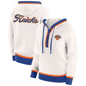 Women's WEAR by Erin Andrews Cream New York Knicks Plus Size Hoodie Sweater