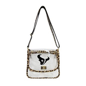 Logo Brands Houston Texans Leopard Print Trim Clear Purse