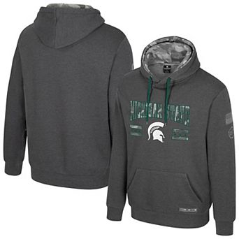 Men's Colosseum Heather Charcoal Michigan State Spartans Operation Hat Trick Squad Hoodie