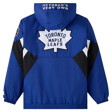 Men's OVO x Starter Blue Toronto Maple Leafs Half-Zip Hooded Jacket