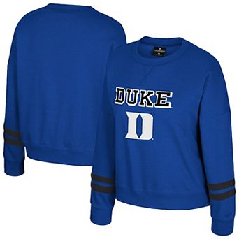 Women's Colosseum Royal Duke Blue Devils Splashy Crewneck Fleece Sweatshirt