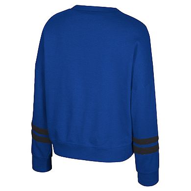 Women's Colosseum Royal Duke Blue Devils Splashy Crewneck Fleece Sweatshirt