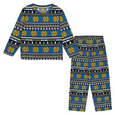 Preschool Outerstuff Navy Notre Dame Fighting Irish Ugly Sweater Pajama Set