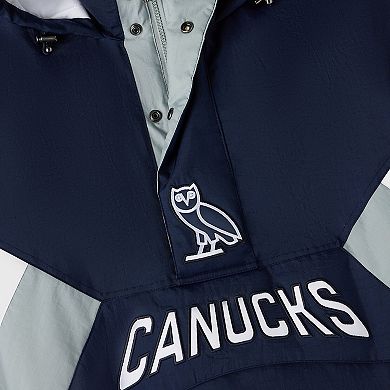 Men's OVO x Starter Blue Vancouver Canucks Half-Zip Hooded Jacket