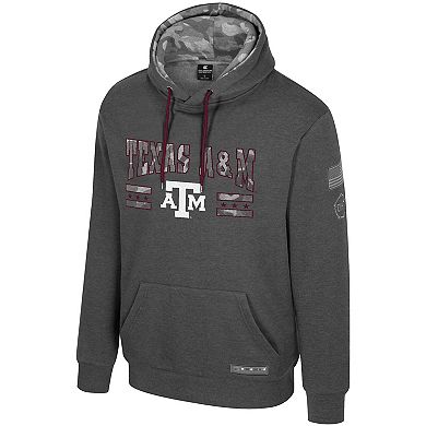 Men's Colosseum Heather Charcoal Texas A&M Aggies Operation Hat Trick Squad Hoodie