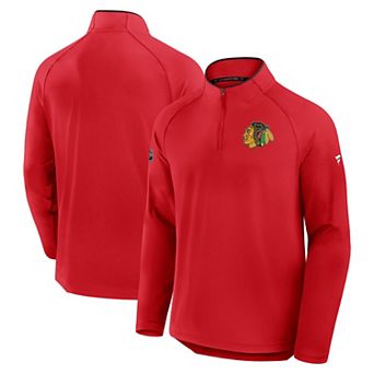 Men's Fanatics Red Chicago Blackhawks Authentic Pro Rink Training Centennial Raglan Quarter-Zip Pullover