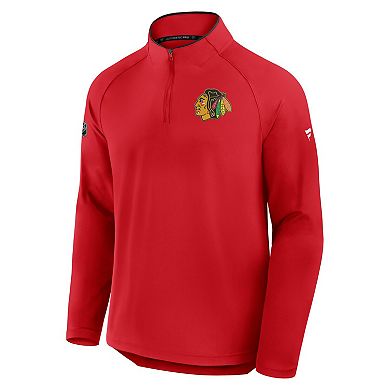 Men's Fanatics Red Chicago Blackhawks Authentic Pro Rink Training Centennial Raglan Quarter-Zip Pullover