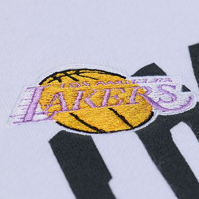 Women's Mitchell & Ness White Los Angeles Lakers Lightweight Block Letter Sweatshirt