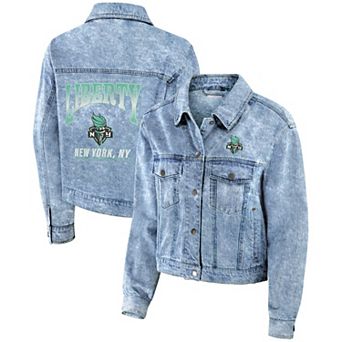 Women's WEAR by Erin Andrews Blue New York Liberty Full-Snap Denim Jacket