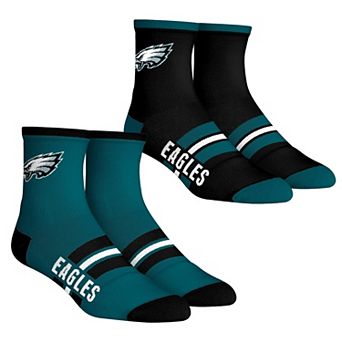 Unisex Rock Em Socks Philadelphia Eagles 2-Pack Multi Stripe Quarter Socks Set