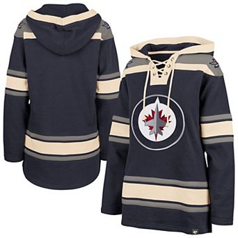 Women's '47 Navy Winnipeg Jets Superior Lacer Pullover Hoodie