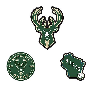 WinCraft Milwaukee Bucks 3-Pack Premium Fridge Magnet Set