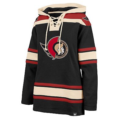 Women's '47 Black Ottawa Senators Superior Lacer Pullover Hoodie
