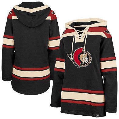 Women's '47 Black Ottawa Senators Superior Lacer Pullover Hoodie
