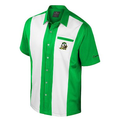 Men's Colosseum Green Oregon Ducks Strike Bowling Button-Up Shirt