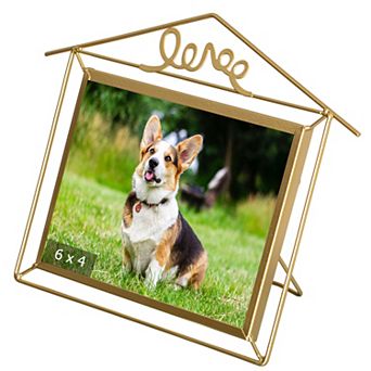 Fabulaxe 9x7-inch Decorative Gold Metal Floating Picture Frame for 4x6 Inches