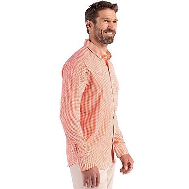 Cutter & Buck Skyline Epic Confidence Recycled Gingham Mens Big & Tall Long Sleeve Dress Shirt