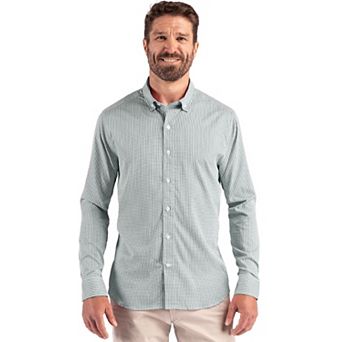 Cutter & Buck Skyline Epic Confidence Recycled Gingham Mens Big & Tall Long Sleeve Dress Shirt