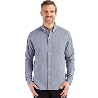 Cutter & Buck Skyline Epic Confidence Recycled Gingham Mens Big & Tall Long Sleeve Dress Shirt