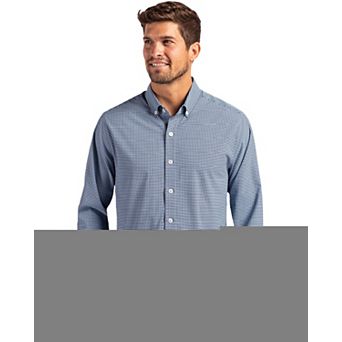 Cutter & Buck Skyline Epic Confidence Recycled Gingham Mens Big & Tall Long Sleeve Dress Shirt