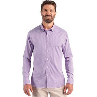 Cutter & Buck Skyline Epic Confidence Recycled Gingham Mens Big & Tall Long Sleeve Dress Shirt
