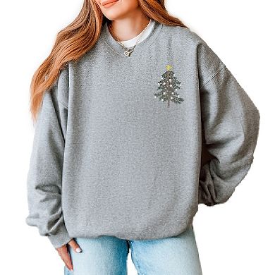 Embroidered Christmas Tree Outline - Women's Graphic Sweatshirt