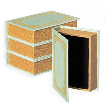 Vintiquewise Set of 4 Vintage Book Design Decorative Boxes