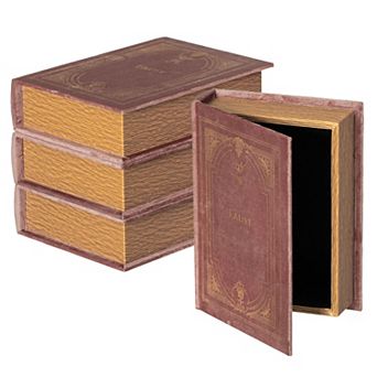 Vintiquewise Set of 4 Vintage Book Design Decorative Boxes