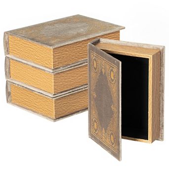 Vintiquewise Set of 4 Vintage Book Design Decorative Boxes