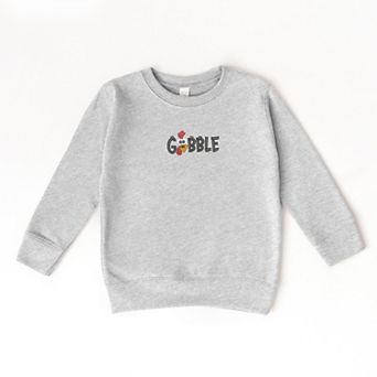 Embroidered Gobble Turkey Face - Toddler Graphic Sweatshirt