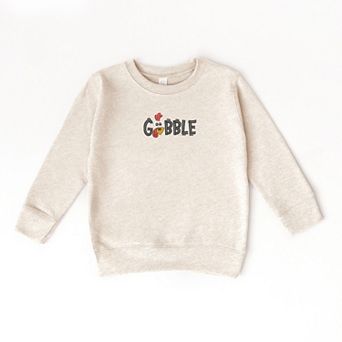 Embroidered Gobble Turkey Face - Toddler Graphic Sweatshirt
