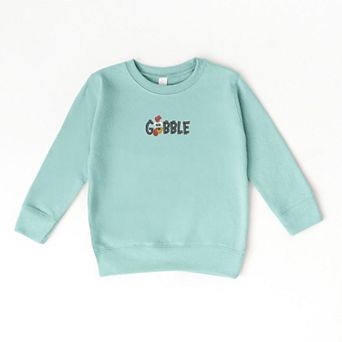 Embroidered Gobble Turkey Face - Toddler Graphic Sweatshirt